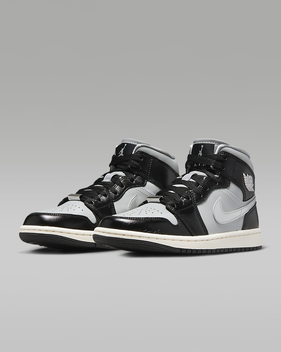 Air jordan 1 mid se black grey sales